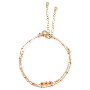 RACHEL Rachel Roy Gold-Tone Heart Disc Two-Row Anklet Duo NEW